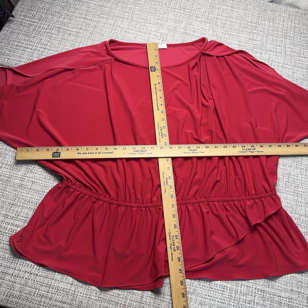 TAHARI Popover Top 3x Pink Peplum Hem Liquid Knit Stretch Dolman Open Sleeves - Picture 6 of 11